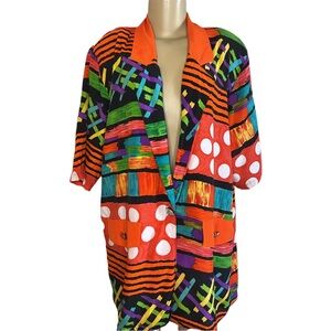 Vintage 80s Mimoa Fashion Colorful Abstract Blazer